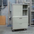 Hon Beige 2 Drawer Modified Lateral File Cabinet w OH Storage